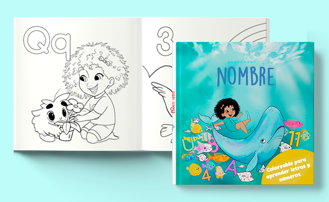 Libro personalizado para colorear y aprender las letras y los números