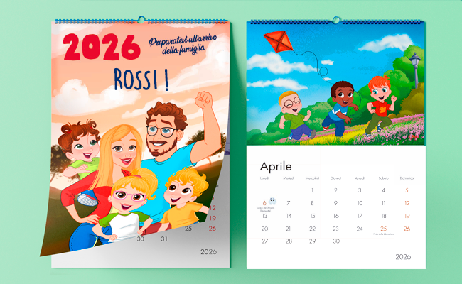 Calendario di famiglia personalizzato 2026